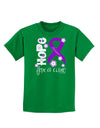 Hope for a Cure - Purple Ribbon Alzheimers Disease - Flowers Childrens Dark T-Shirt-Childrens T-Shirt-TooLoud-Kelly-Green-X-Small-Davson Sales