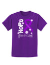 Hope for a Cure - Purple Ribbon Alzheimers Disease - Flowers Childrens Dark T-Shirt-Childrens T-Shirt-TooLoud-Purple-X-Small-Davson Sales