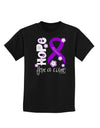 Hope for a Cure - Purple Ribbon Alzheimers Disease - Flowers Childrens Dark T-Shirt-Childrens T-Shirt-TooLoud-Black-X-Small-Davson Sales