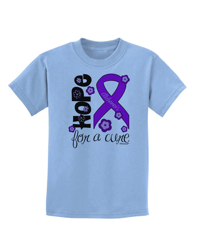 Hope for a Cure - Purple Ribbon Alzheimers Disease - Flowers Childrens T-Shirt-Childrens T-Shirt-TooLoud-Light-Blue-X-Small-Davson Sales