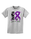 Hope for a Cure - Purple Ribbon Alzheimers Disease - Flowers Childrens T-Shirt-Childrens T-Shirt-TooLoud-AshGray-X-Small-Davson Sales