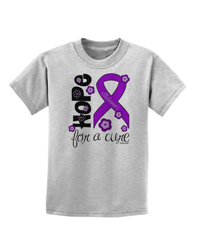 Hope for a Cure - Purple Ribbon Alzheimers Disease - Flowers Childrens T-Shirt-Childrens T-Shirt-TooLoud-AshGray-X-Small-Davson Sales