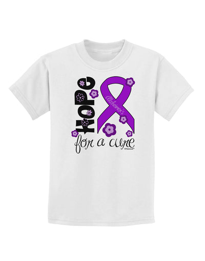 Hope for a Cure - Purple Ribbon Alzheimers Disease - Flowers Childrens T-Shirt-Childrens T-Shirt-TooLoud-White-X-Small-Davson Sales