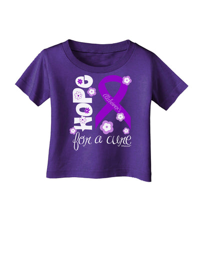 Hope for a Cure - Purple Ribbon Alzheimers Disease - Flowers Infant T-Shirt Dark-Infant T-Shirt-TooLoud-Purple-06-Months-Davson Sales