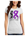 Hope for a Cure - Purple Ribbon Alzheimers Disease - Flowers Juniors T-Shirt-Womens Juniors T-Shirt-TooLoud-White-Juniors Fitted X-Small-Davson Sales