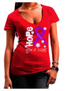 Hope for a Cure - Purple Ribbon Alzheimers Disease - Flowers Juniors V-Neck Dark T-Shirt-Womens V-Neck T-Shirts-TooLoud-Red-Juniors Fitted Small-Davson Sales