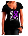 Hope for a Cure - Purple Ribbon Alzheimers Disease - Flowers Juniors V-Neck Dark T-Shirt-Womens V-Neck T-Shirts-TooLoud-Black-Juniors Fitted Small-Davson Sales