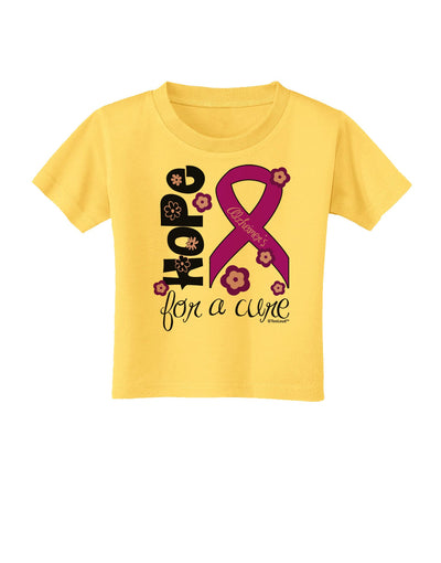 Hope for a Cure - Purple Ribbon Alzheimers Disease - Flowers Toddler T-Shirt-Toddler T-Shirt-TooLoud-Yellow-2T-Davson Sales