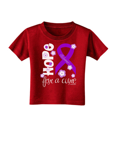 Hope for a Cure - Purple Ribbon Alzheimers Disease - Flowers Toddler T-Shirt Dark-Toddler T-Shirt-TooLoud-Red-2T-Davson Sales