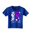 Hope for a Cure - Purple Ribbon Alzheimers Disease - Flowers Toddler T-Shirt Dark-Toddler T-Shirt-TooLoud-Royal-Blue-2T-Davson Sales