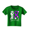 Hope for a Cure - Purple Ribbon Alzheimers Disease - Flowers Toddler T-Shirt Dark-Toddler T-Shirt-TooLoud-Clover-Green-2T-Davson Sales