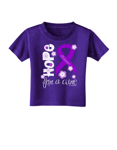 Hope for a Cure - Purple Ribbon Alzheimers Disease - Flowers Toddler T-Shirt Dark-Toddler T-Shirt-TooLoud-Purple-2T-Davson Sales