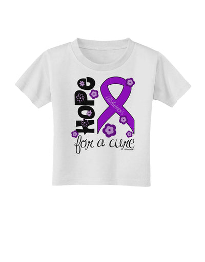 Hope for a Cure - Purple Ribbon Alzheimers Disease - Flowers Toddler T-Shirt-Toddler T-Shirt-TooLoud-White-2T-Davson Sales