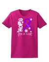 Hope for a Cure - Purple Ribbon Alzheimers Disease - Flowers Womens Dark T-Shirt-TooLoud-Hot-Pink-Small-Davson Sales