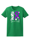 Hope for a Cure - Purple Ribbon Alzheimers Disease - Flowers Womens Dark T-Shirt-TooLoud-Kelly-Green-X-Small-Davson Sales