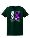 Hope for a Cure - Purple Ribbon Alzheimers Disease - Flowers Womens Dark T-Shirt-TooLoud-Forest-Green-Small-Davson Sales