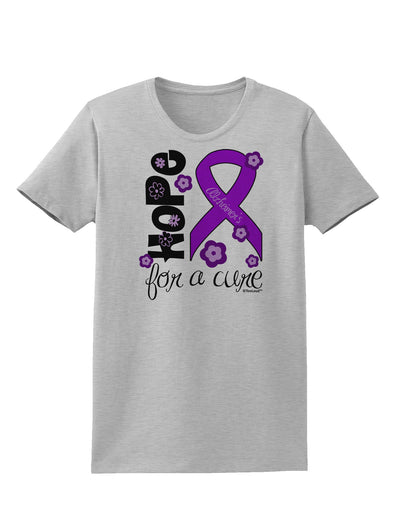 Hope for a Cure - Purple Ribbon Alzheimers Disease - Flowers Womens T-Shirt-Womens T-Shirt-TooLoud-AshGray-X-Small-Davson Sales