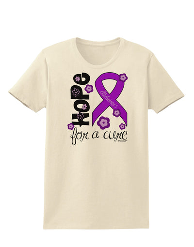 Hope for a Cure - Purple Ribbon Alzheimers Disease - Flowers Womens T-Shirt-Womens T-Shirt-TooLoud-Natural-X-Small-Davson Sales