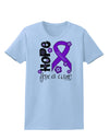 Hope for a Cure - Purple Ribbon Alzheimers Disease - Flowers Womens T-Shirt-Womens T-Shirt-TooLoud-Light-Blue-X-Small-Davson Sales