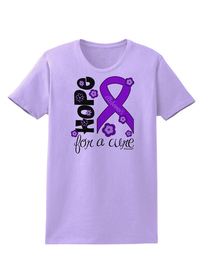 Hope for a Cure - Purple Ribbon Alzheimers Disease - Flowers Womens T-Shirt-Womens T-Shirt-TooLoud-Lavender-X-Small-Davson Sales