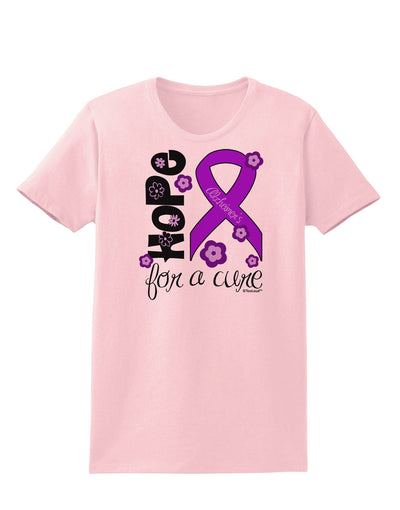 Hope for a Cure - Purple Ribbon Alzheimers Disease - Flowers Womens T-Shirt-Womens T-Shirt-TooLoud-PalePink-X-Small-Davson Sales