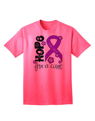 Hope for a Cure - Purple Ribbon Crohnâ€™s Disease - Flowers Adult T-Shirt-Mens T-Shirt-TooLoud-Neon-Pink-Small-Davson Sales