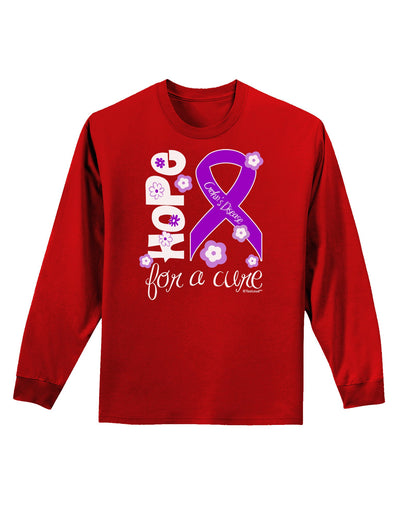 Hope for a Cure - Purple Ribbon Crohn’s Disease - Flowers Adult Long Sleeve Dark T-Shirt-TooLoud-Red-Small-Davson Sales