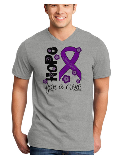 Hope for a Cure - Purple Ribbon Crohn's Disease - Flowers Adult V-Neck T-shirt-Mens V-Neck T-Shirt-TooLoud-HeatherGray-Small-Davson Sales