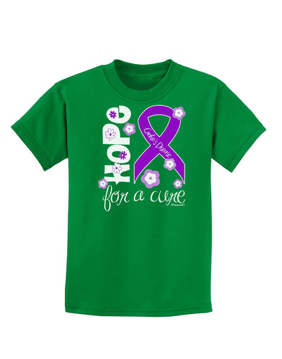 Hope for a Cure - Purple Ribbon Crohn’s Disease - Flowers Childrens Dark T-Shirt-Childrens T-Shirt-TooLoud-Kelly-Green-X-Small-Davson Sales