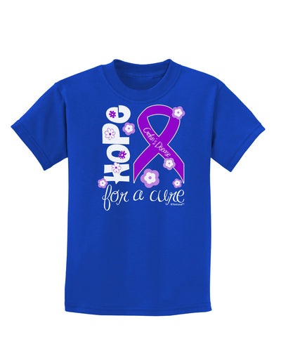 Hope for a Cure - Purple Ribbon Crohn’s Disease - Flowers Childrens Dark T-Shirt-Childrens T-Shirt-TooLoud-Royal-Blue-X-Small-Davson Sales