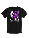 Hope for a Cure - Purple Ribbon Crohn’s Disease - Flowers Childrens Dark T-Shirt-Childrens T-Shirt-TooLoud-Black-X-Small-Davson Sales