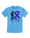 Hope for a Cure - Purple Ribbon Crohn’s Disease - Flowers Childrens T-Shirt-Childrens T-Shirt-TooLoud-Aquatic-Blue-X-Small-Davson Sales