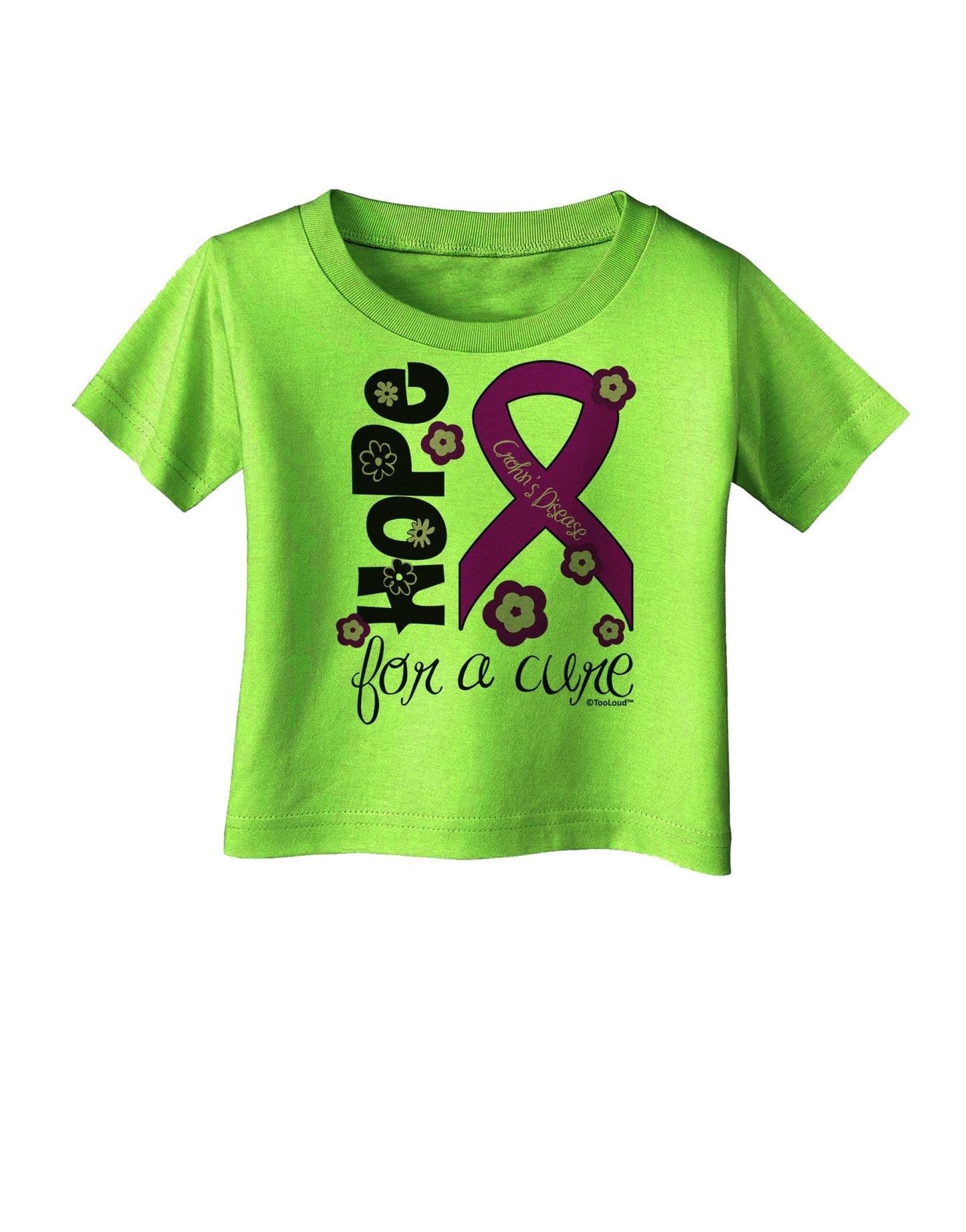 Hope for a Cure - Purple Ribbon Crohn’s Disease - Flowers Infant T-Shirt-Infant T-Shirt-TooLoud-Lime-Green-06-Months-Davson Sales