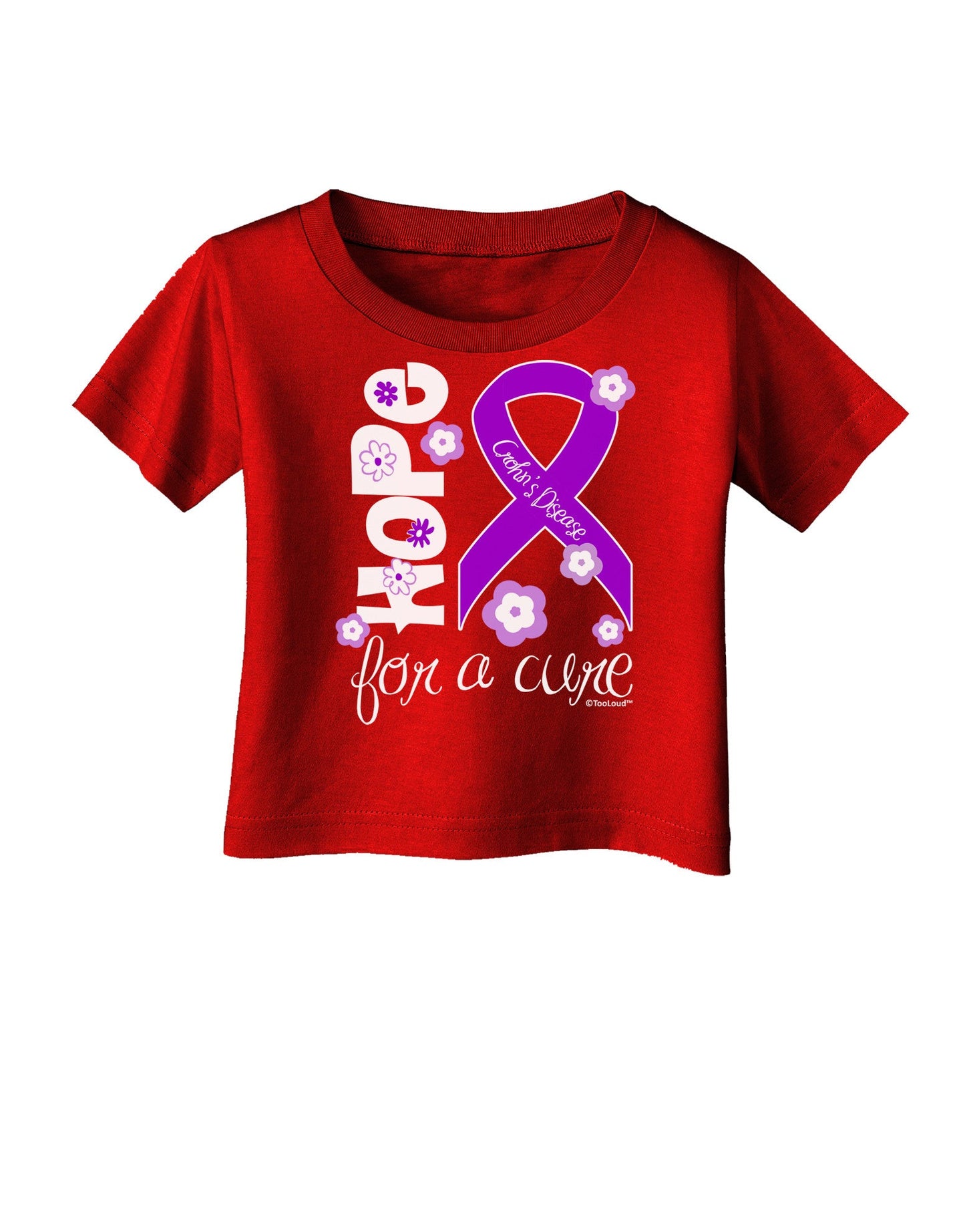 Hope for a Cure - Purple Ribbon Crohn’s Disease - Flowers Infant T-Shirt Dark-Infant T-Shirt-TooLoud-Red-06-Months-Davson Sales