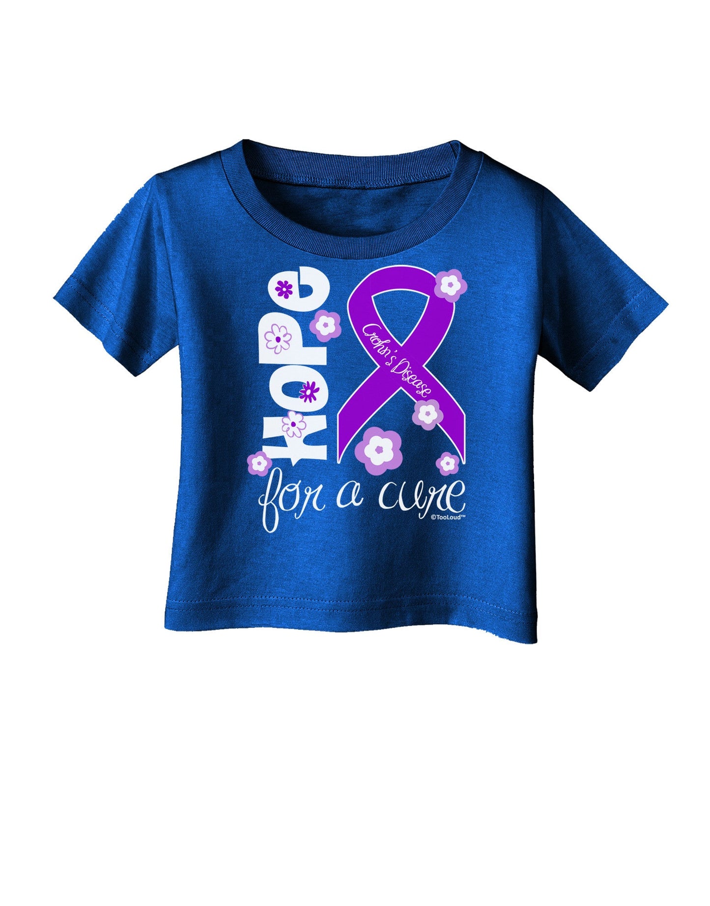 Hope for a Cure - Purple Ribbon Crohn’s Disease - Flowers Infant T-Shirt Dark-Infant T-Shirt-TooLoud-Royal-Blue-06-Months-Davson Sales