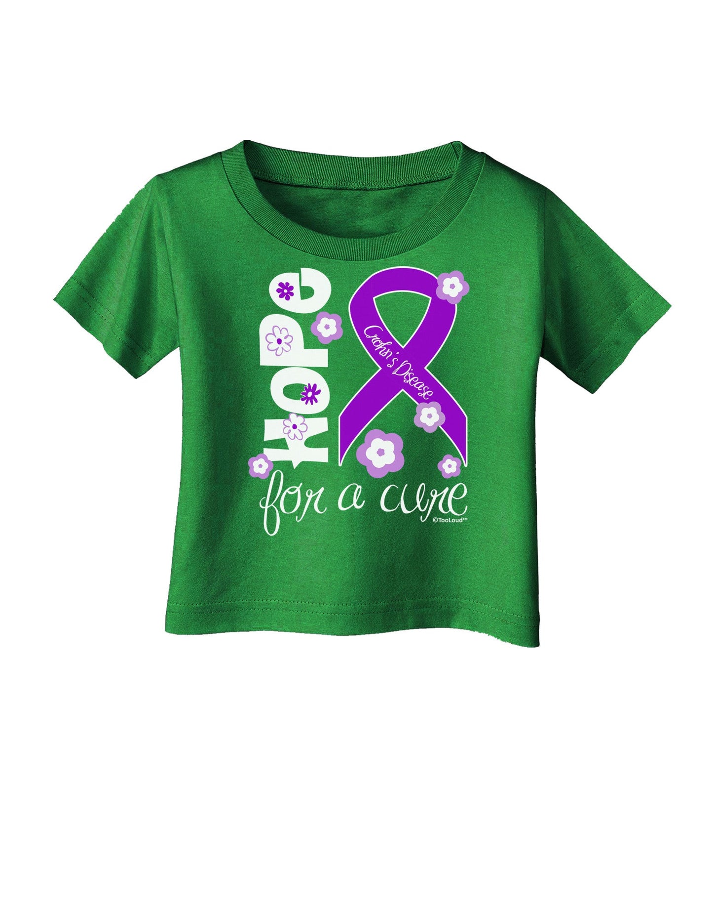 Hope for a Cure - Purple Ribbon Crohn’s Disease - Flowers Infant T-Shirt Dark-Infant T-Shirt-TooLoud-Clover-Green-06-Months-Davson Sales