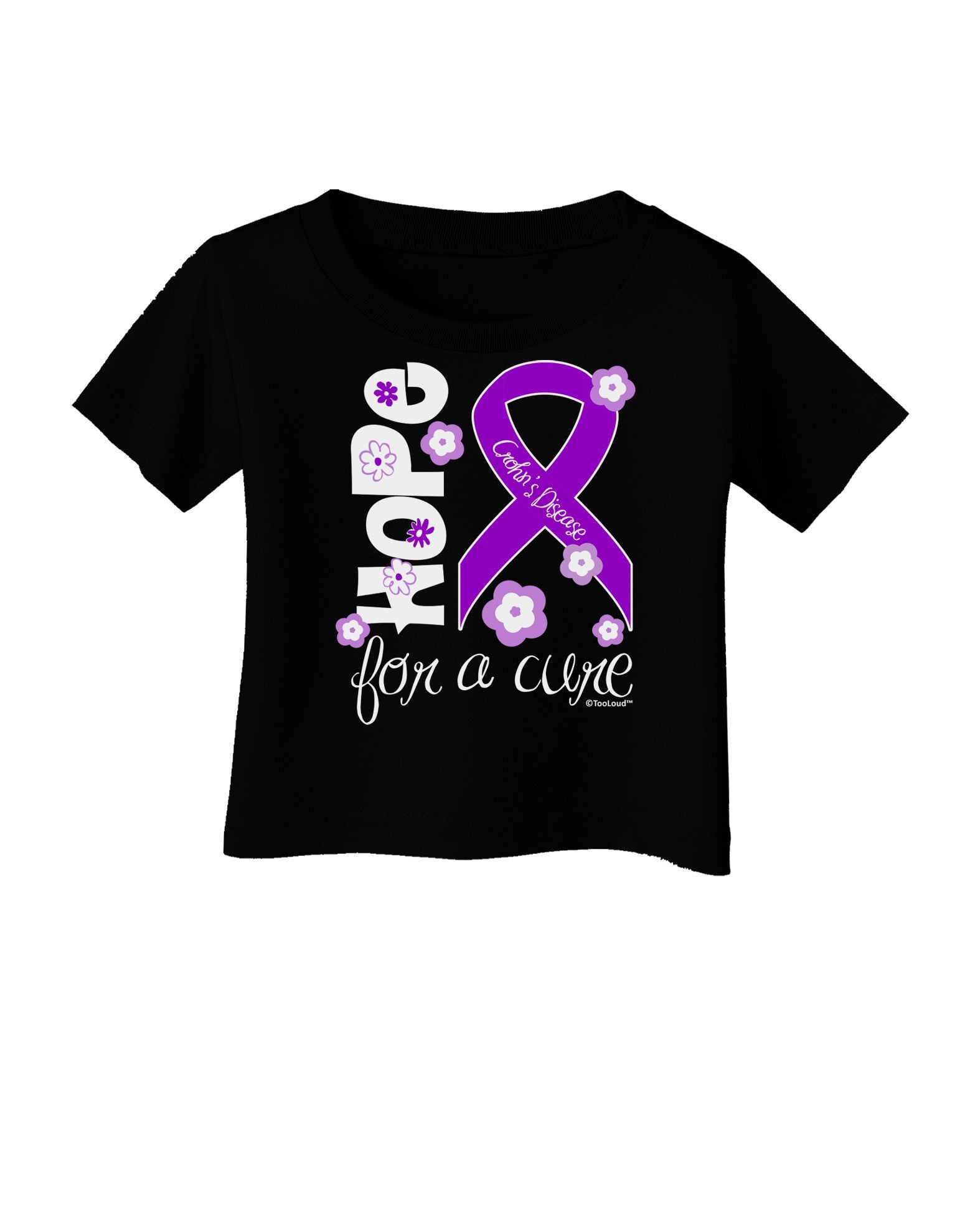 Hope for a Cure - Purple Ribbon Crohn’s Disease - Flowers Infant T-Shirt Dark-Infant T-Shirt-TooLoud-Black-06-Months-Davson Sales