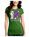 Hope for a Cure - Purple Ribbon Crohn’s Disease - Flowers Juniors Crew Dark T-Shirt-T-Shirts Juniors Tops-TooLoud-Kiwi-Green-Juniors Fitted Small-Davson Sales