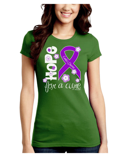 Hope for a Cure - Purple Ribbon Crohn’s Disease - Flowers Juniors Crew Dark T-Shirt-T-Shirts Juniors Tops-TooLoud-Kiwi-Green-Juniors Fitted Small-Davson Sales