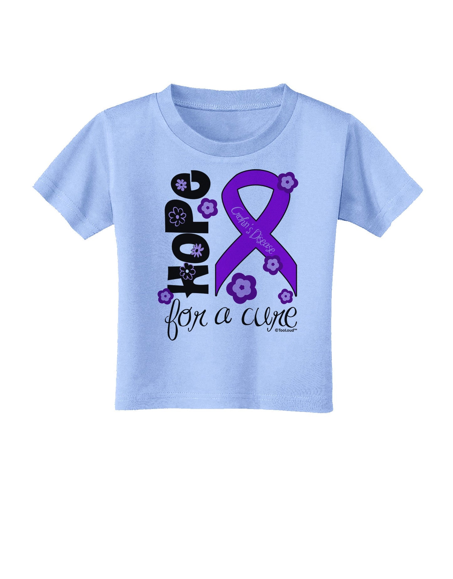 Hope for a Cure - Purple Ribbon Crohn’s Disease - Flowers Toddler T-Shirt-Toddler T-Shirt-TooLoud-Aquatic-Blue-2T-Davson Sales