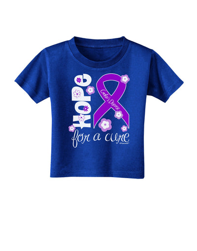 Hope for a Cure - Purple Ribbon Crohn’s Disease - Flowers Toddler T-Shirt Dark-Toddler T-Shirt-TooLoud-Royal-Blue-2T-Davson Sales