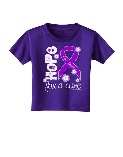 Hope for a Cure - Purple Ribbon Crohn’s Disease - Flowers Toddler T-Shirt Dark-Toddler T-Shirt-TooLoud-Purple-2T-Davson Sales