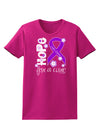 Hope for a Cure - Purple Ribbon Crohn’s Disease - Flowers Womens Dark T-Shirt-TooLoud-Hot-Pink-Small-Davson Sales