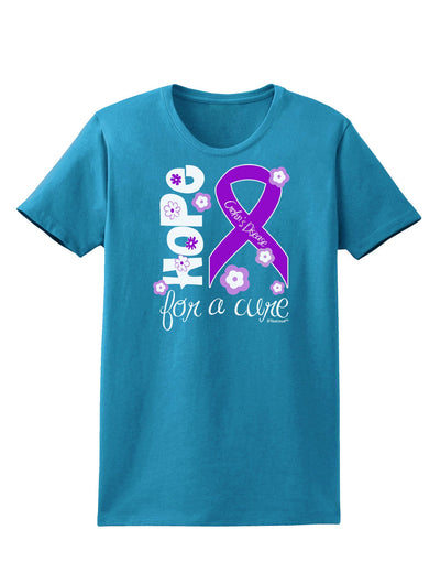 Hope for a Cure - Purple Ribbon Crohn’s Disease - Flowers Womens Dark T-Shirt-TooLoud-Turquoise-X-Small-Davson Sales