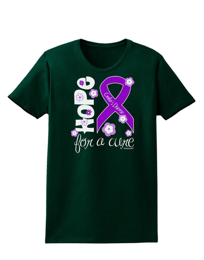 Hope for a Cure - Purple Ribbon Crohn’s Disease - Flowers Womens Dark T-Shirt-TooLoud-Forest-Green-Small-Davson Sales