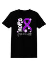 Hope for a Cure - Purple Ribbon Crohn’s Disease - Flowers Womens Dark T-Shirt-TooLoud-Black-X-Small-Davson Sales