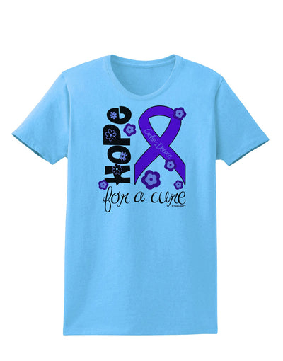 Hope for a Cure - Purple Ribbon Crohn’s Disease - Flowers Womens T-Shirt-Womens T-Shirt-TooLoud-Aquatic-Blue-X-Small-Davson Sales