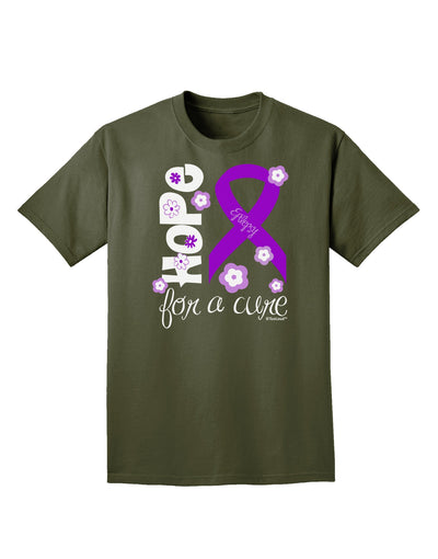 Hope for a Cure - Purple Ribbon Epilepsy - Flowers Adult Dark T-Shirt-Mens T-Shirt-TooLoud-Military-Green-Small-Davson Sales