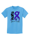 Hope for a Cure - Purple Ribbon Epilepsy - Flowers Childrens T-Shirt-Childrens T-Shirt-TooLoud-Aquatic-Blue-X-Small-Davson Sales