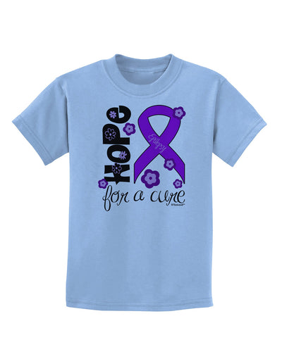 Hope for a Cure - Purple Ribbon Epilepsy - Flowers Childrens T-Shirt-Childrens T-Shirt-TooLoud-Light-Blue-X-Small-Davson Sales